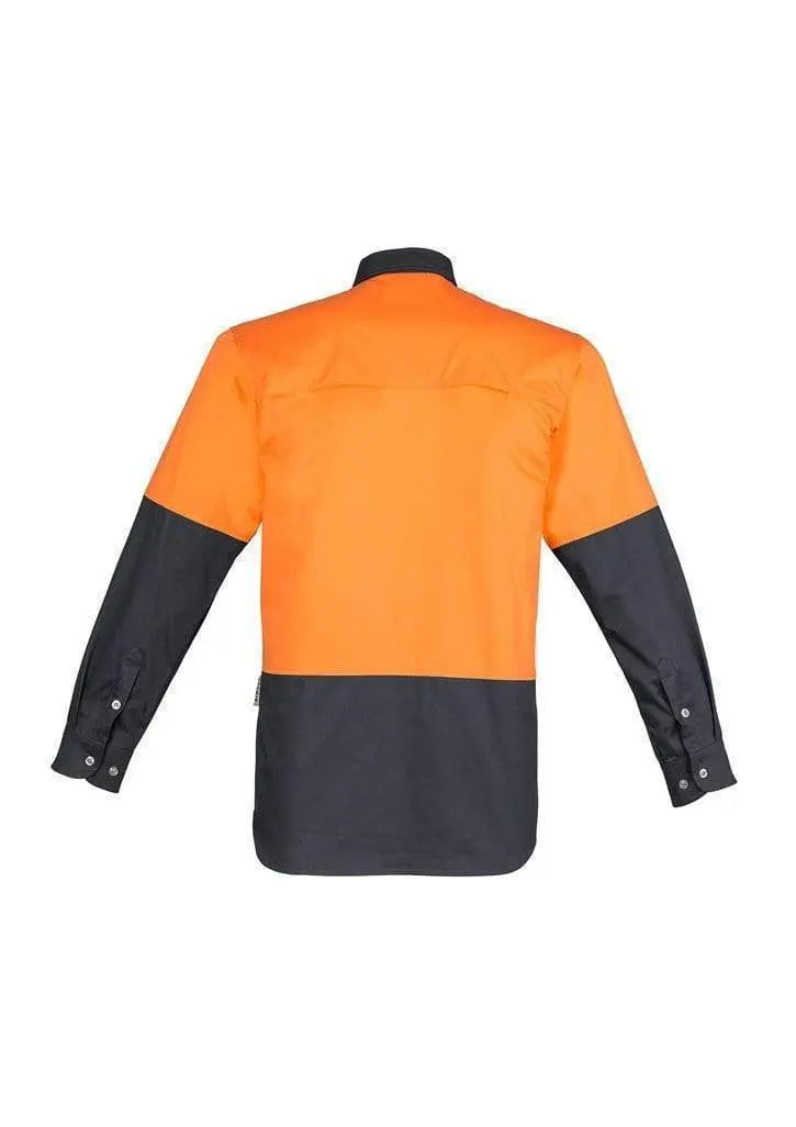 Syzmik Men’s Hi-Vis Spliced Industrial Shirt ZW122 Work Wear Syzmik Orange/Charcoal S